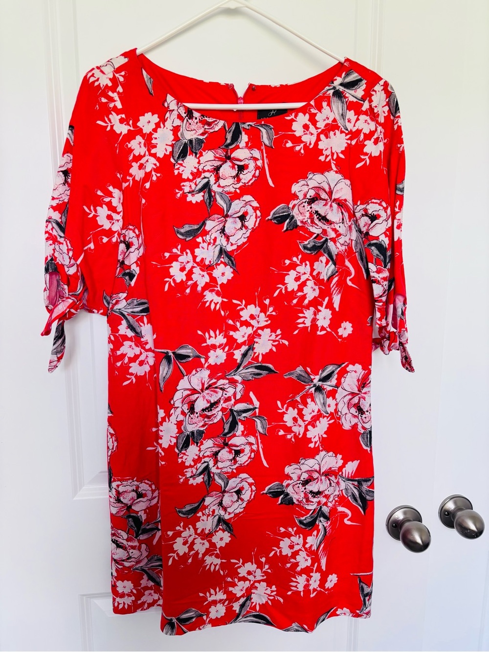 Adrianna Papell Red-Orange Floral Midi Dress